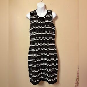 Calvin Klein Black and White Chevron sweater Dress